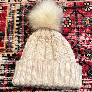 Anthropologie wool Knit Beanie Hat with Pom Pom
